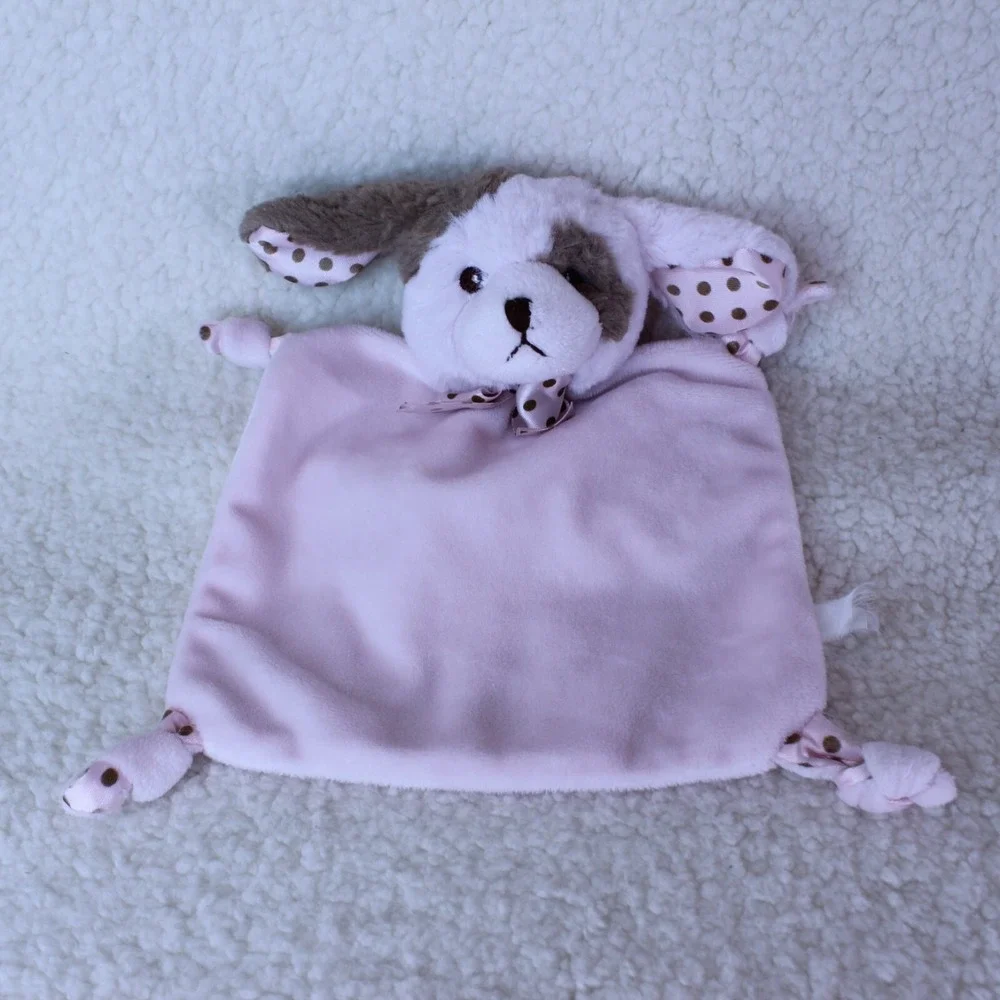 LOVEY PUPPY Dog Bearington Pink Plush SECURITY BLANKET 6.5